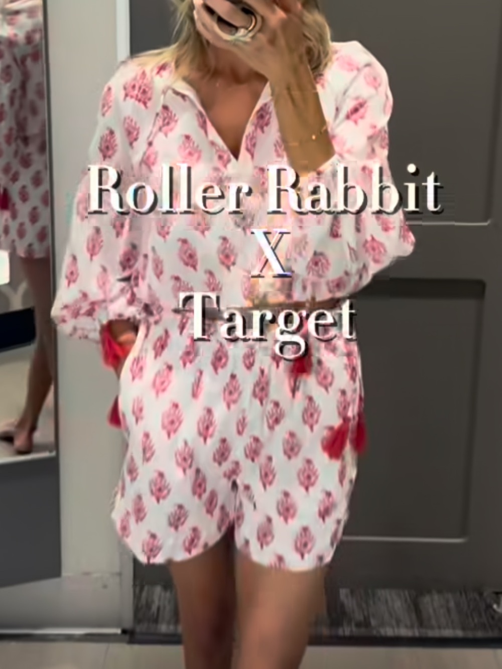 NWT Roller Rabbit Pink Block Print Two-Piece Set